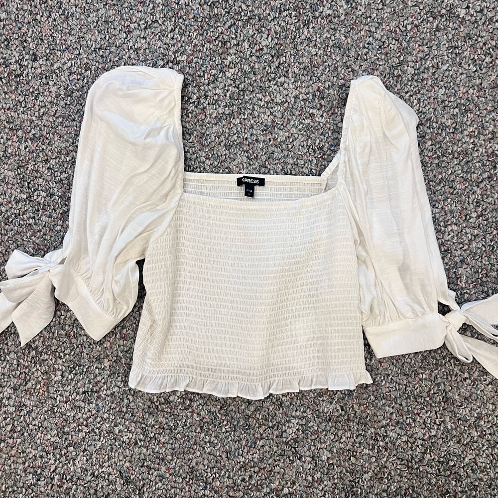 Express White Puff Sleeve Blouse L